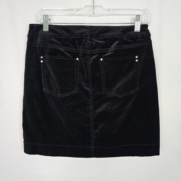 WHITE HOUSE BLACK MARKET Velvet Skirt BLACK size 0 XS Rhinestones Short Retro - Picture 8 of 9